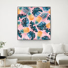 Pineapple and Leaf Pattern by burcu korkmazyurek on GIANT ART - pink digital painting