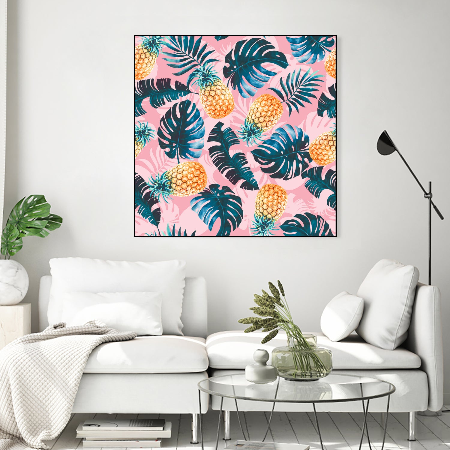 Pineapple and Leaf Pattern by burcu korkmazyurek on GIANT ART - pink digital painting