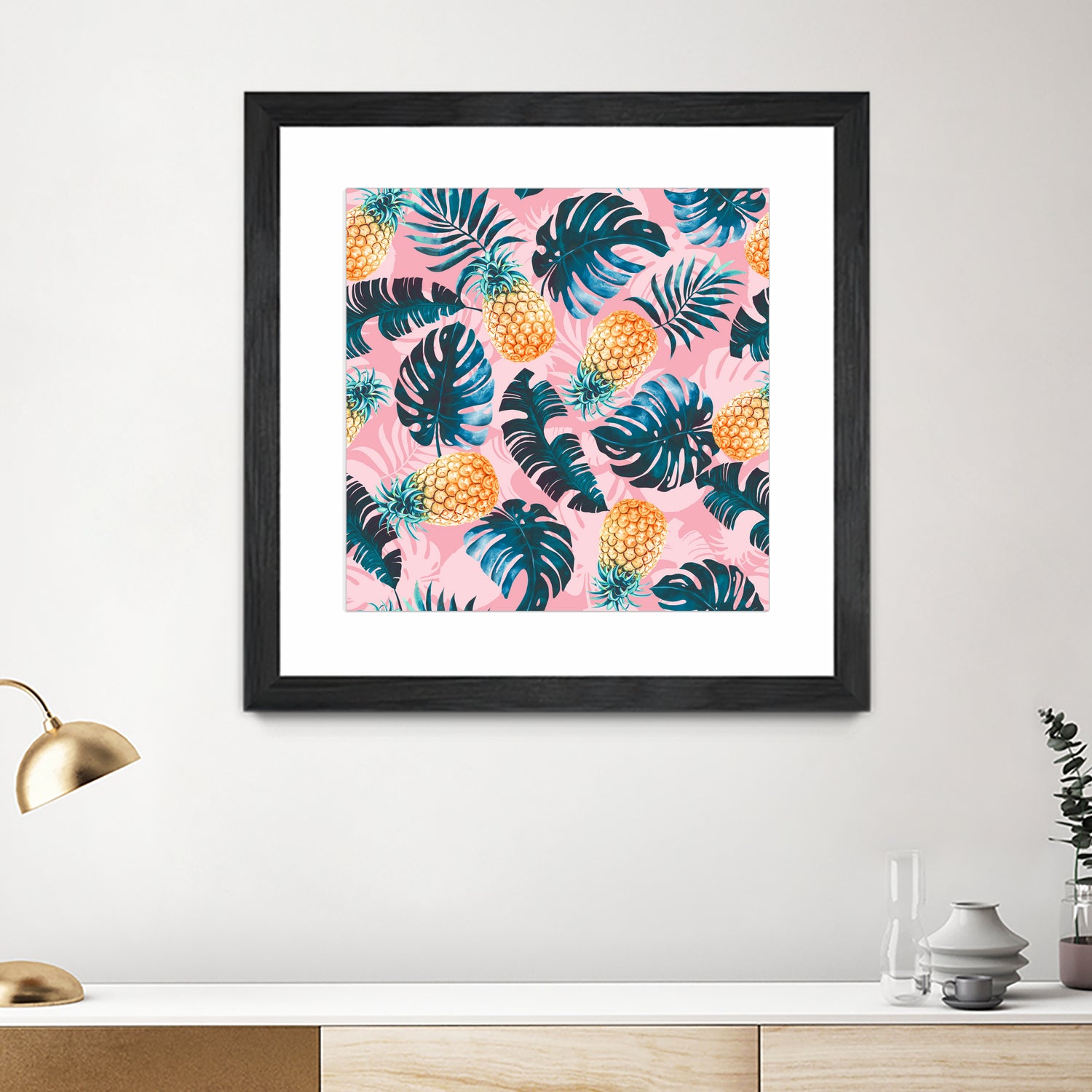 Pineapple and Leaf Pattern by burcu korkmazyurek on GIANT ART - pink digital painting