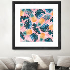 Pineapple and Leaf Pattern by burcu korkmazyurek on GIANT ART - pink digital painting