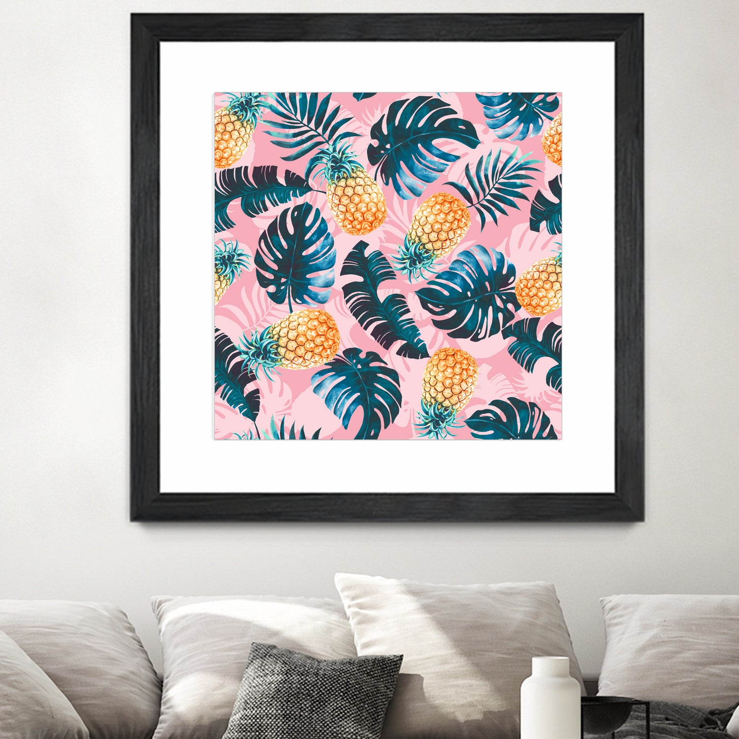 Pineapple and Leaf Pattern by burcu korkmazyurek on GIANT ART - pink digital painting