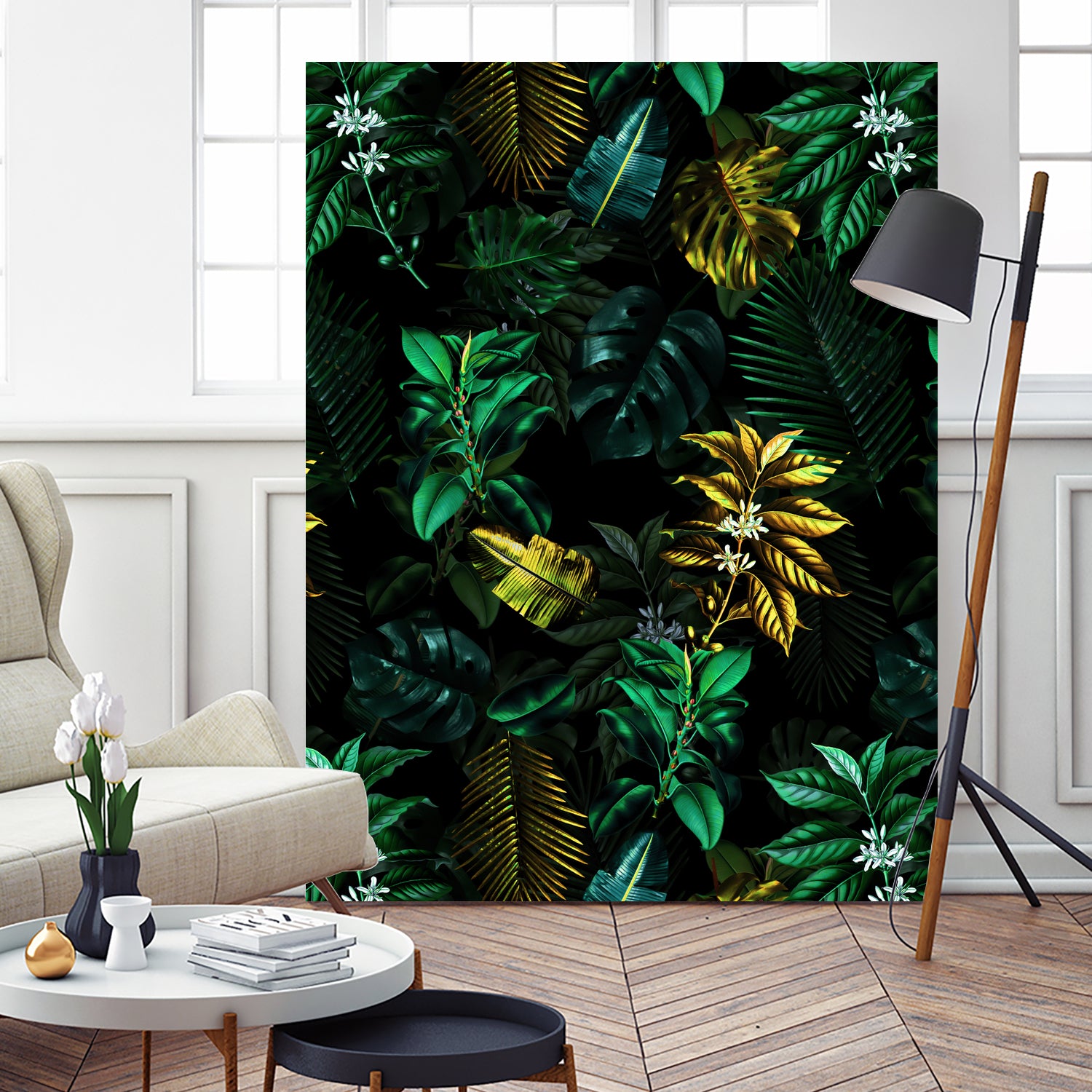 TROPICAL GARDEN VIII by burcu korkmazyurek on GIANT ART - black digital painting