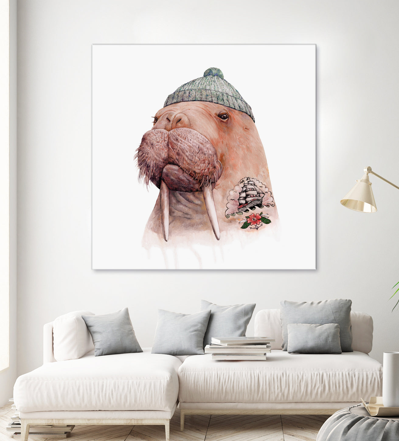 Tattooed Walrus by Tim McConnachie on GIANT ART - gray mixed media