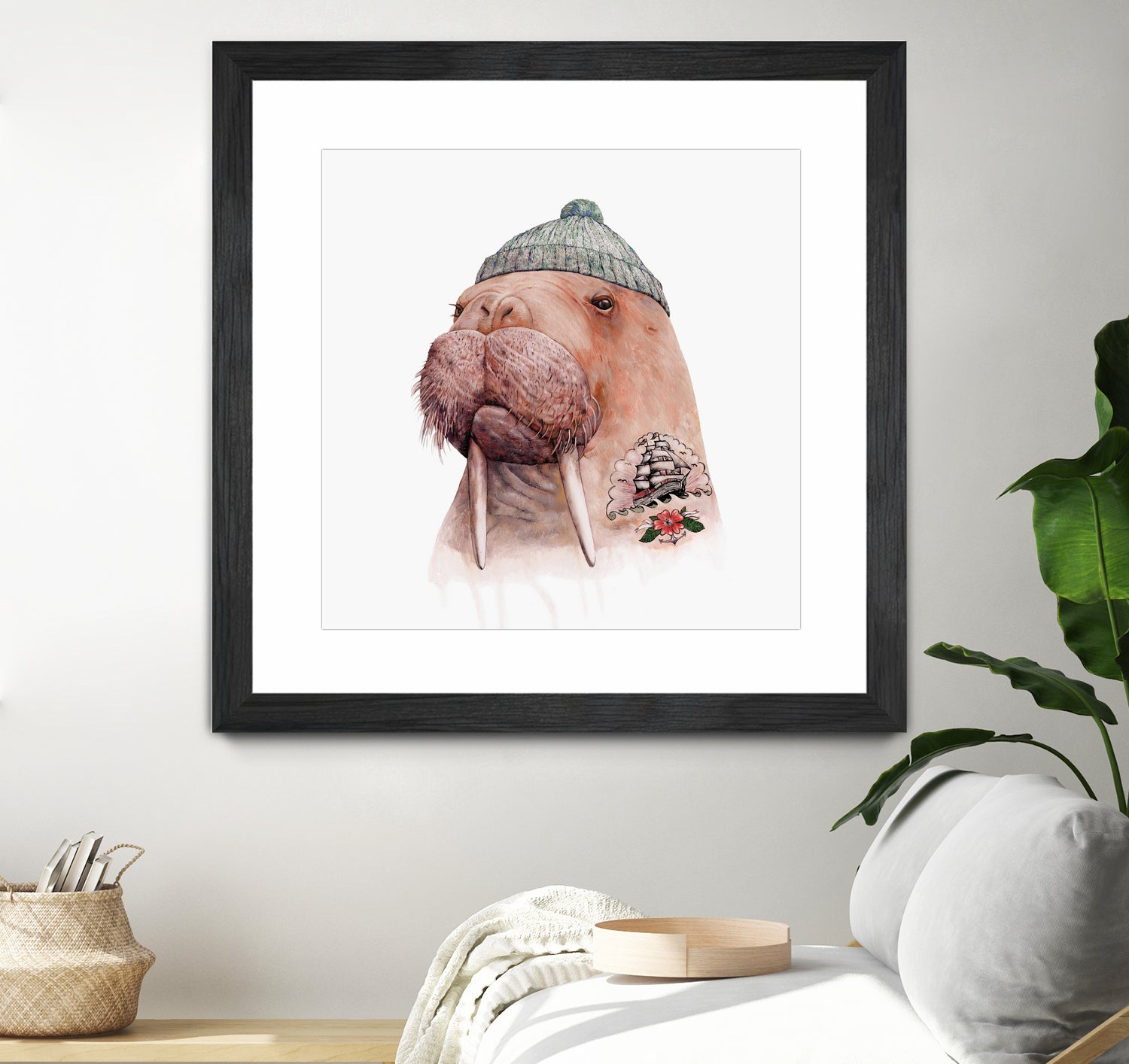 Tattooed Walrus by Tim McConnachie on GIANT ART - gray mixed media