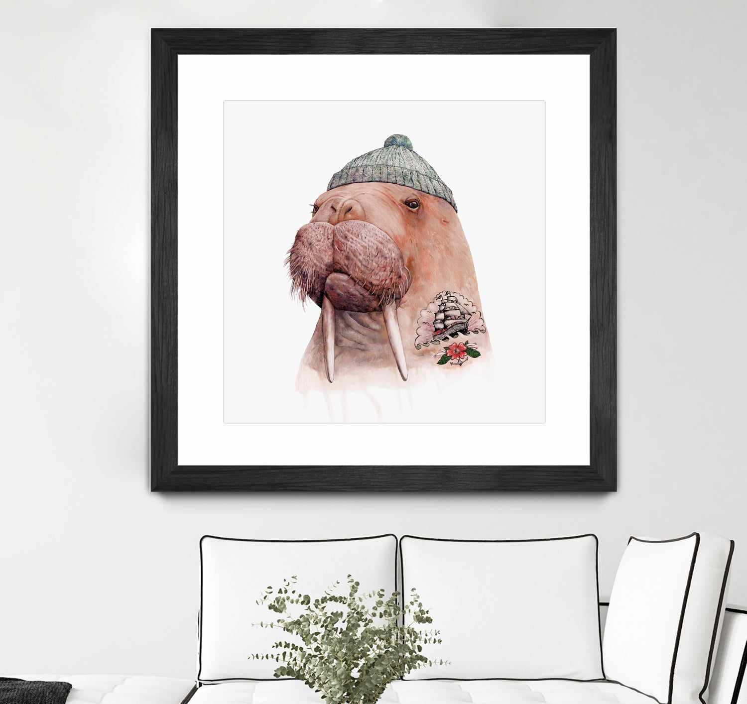 Tattooed Walrus by Tim McConnachie on GIANT ART - gray mixed media