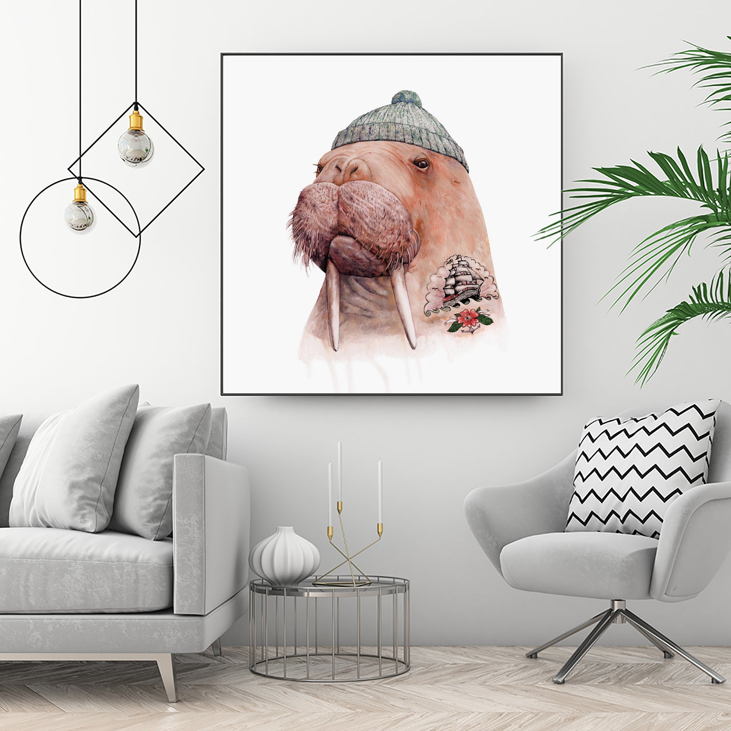 Tattooed Walrus by Tim McConnachie on GIANT ART - gray mixed media