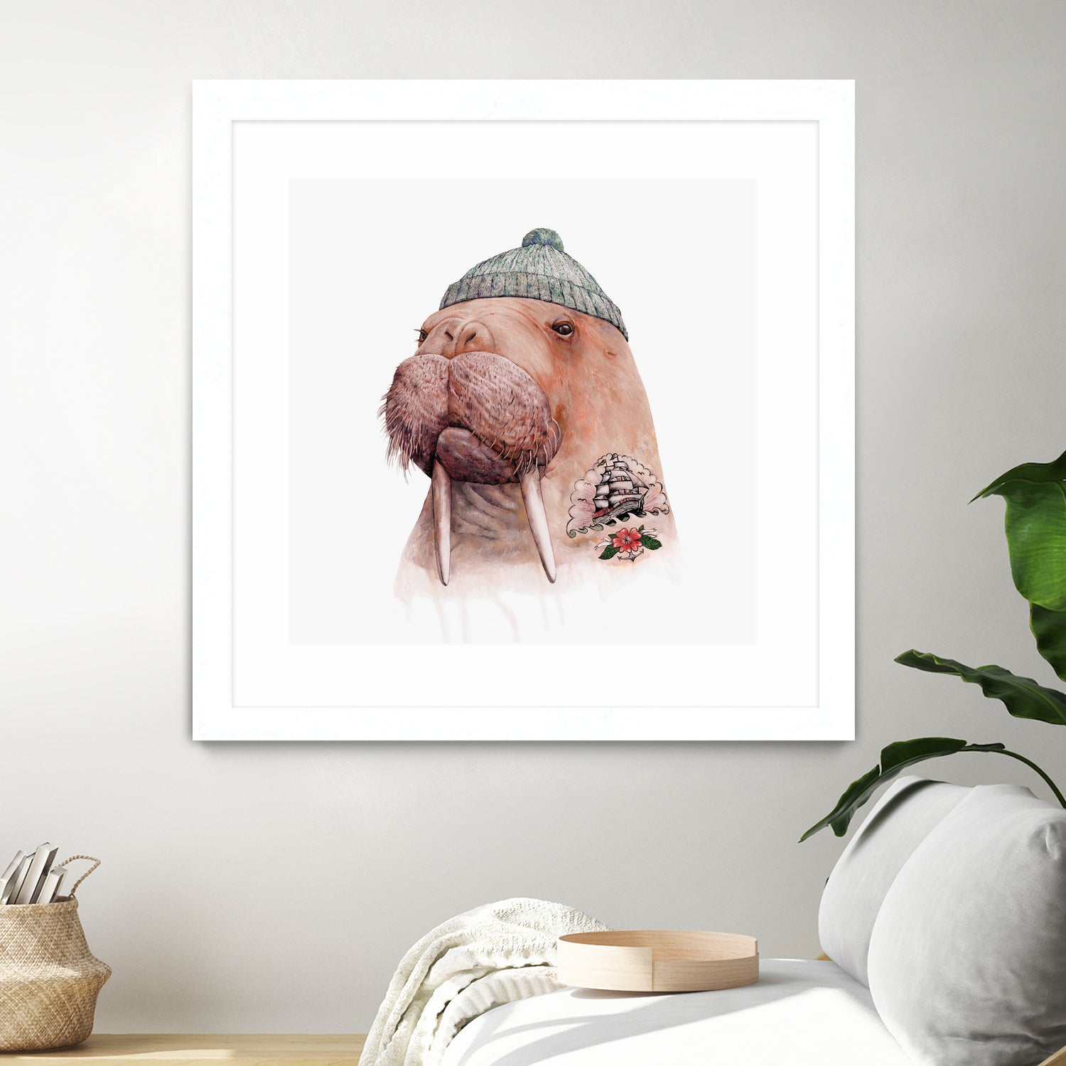 Tattooed Walrus by Tim McConnachie on GIANT ART - gray mixed media