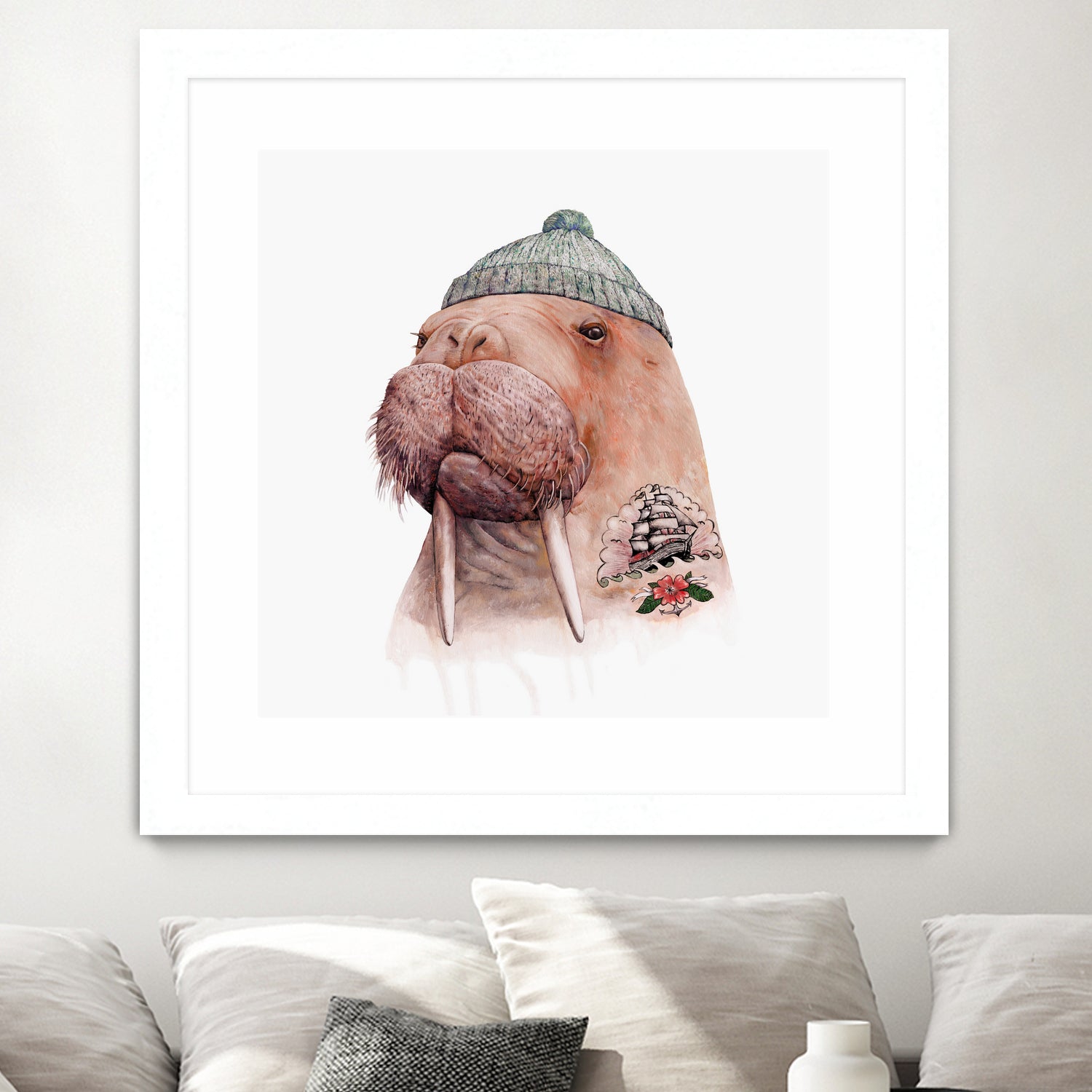 Tattooed Walrus by Tim McConnachie on GIANT ART - gray mixed media