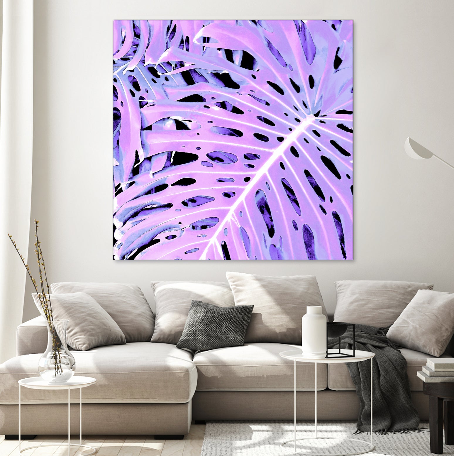 Lilac Monstera by Nina May on GIANT ART - fuchsia digital painting