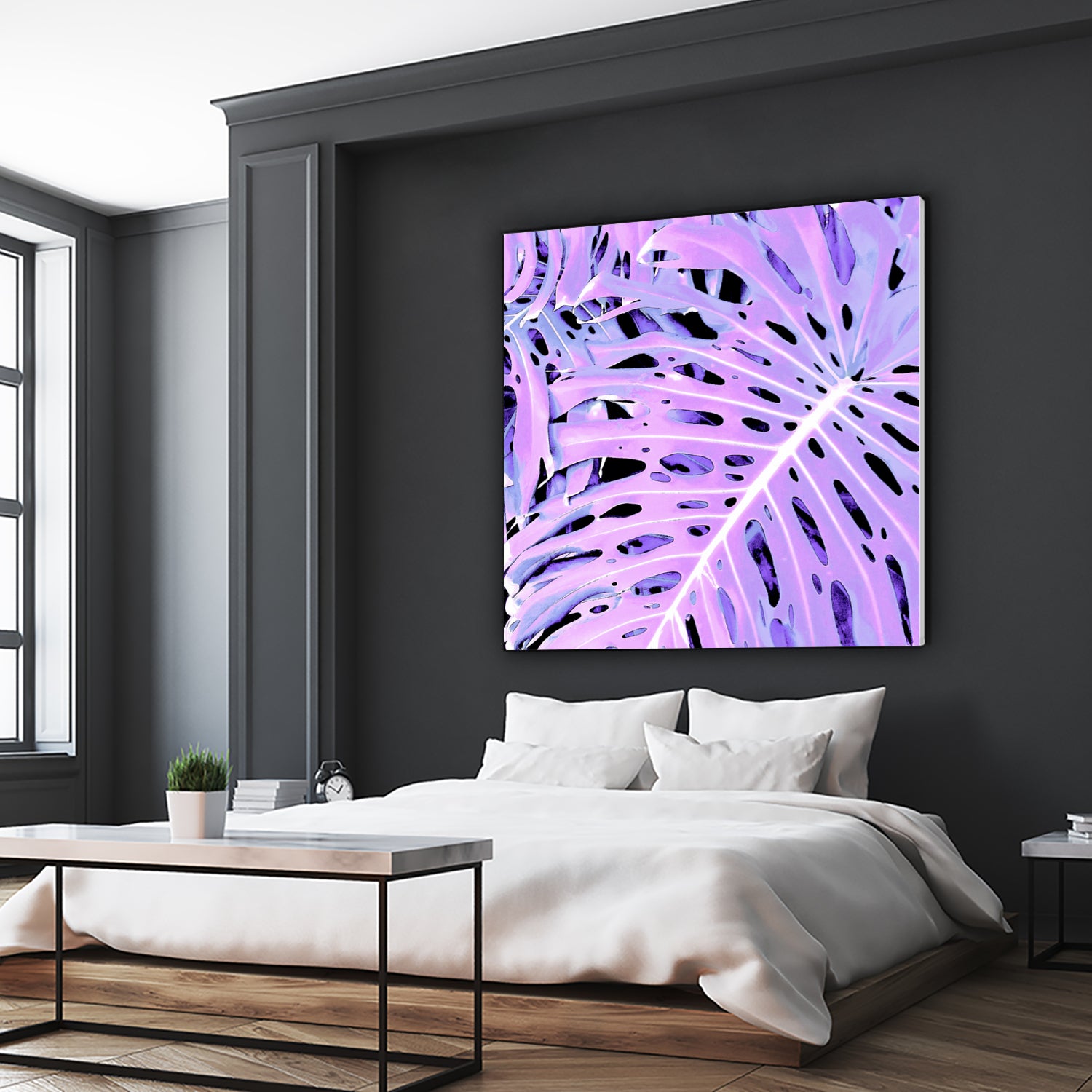 Lilac Monstera by Nina May on GIANT ART - fuchsia digital painting