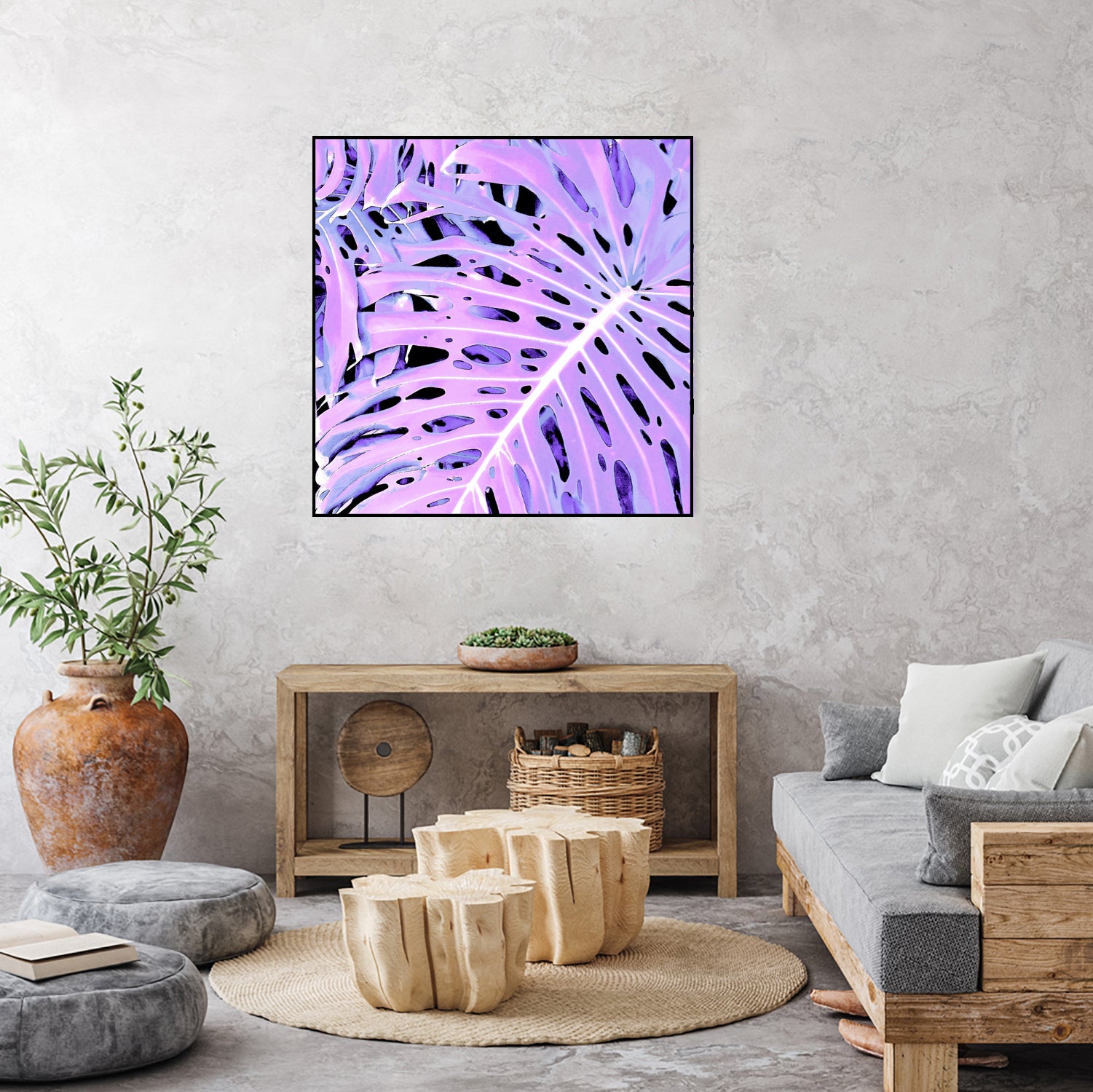 Lilac Monstera by Nina May on GIANT ART - fuchsia digital painting