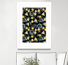 Geometric and Lemon pattern II by burcu korkmazyurek on GIANT ART - black digital painting