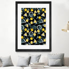 Geometric and Lemon pattern II by burcu korkmazyurek on GIANT ART - black digital painting