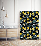 Geometric and Lemon pattern II by burcu korkmazyurek on GIANT ART - black digital painting