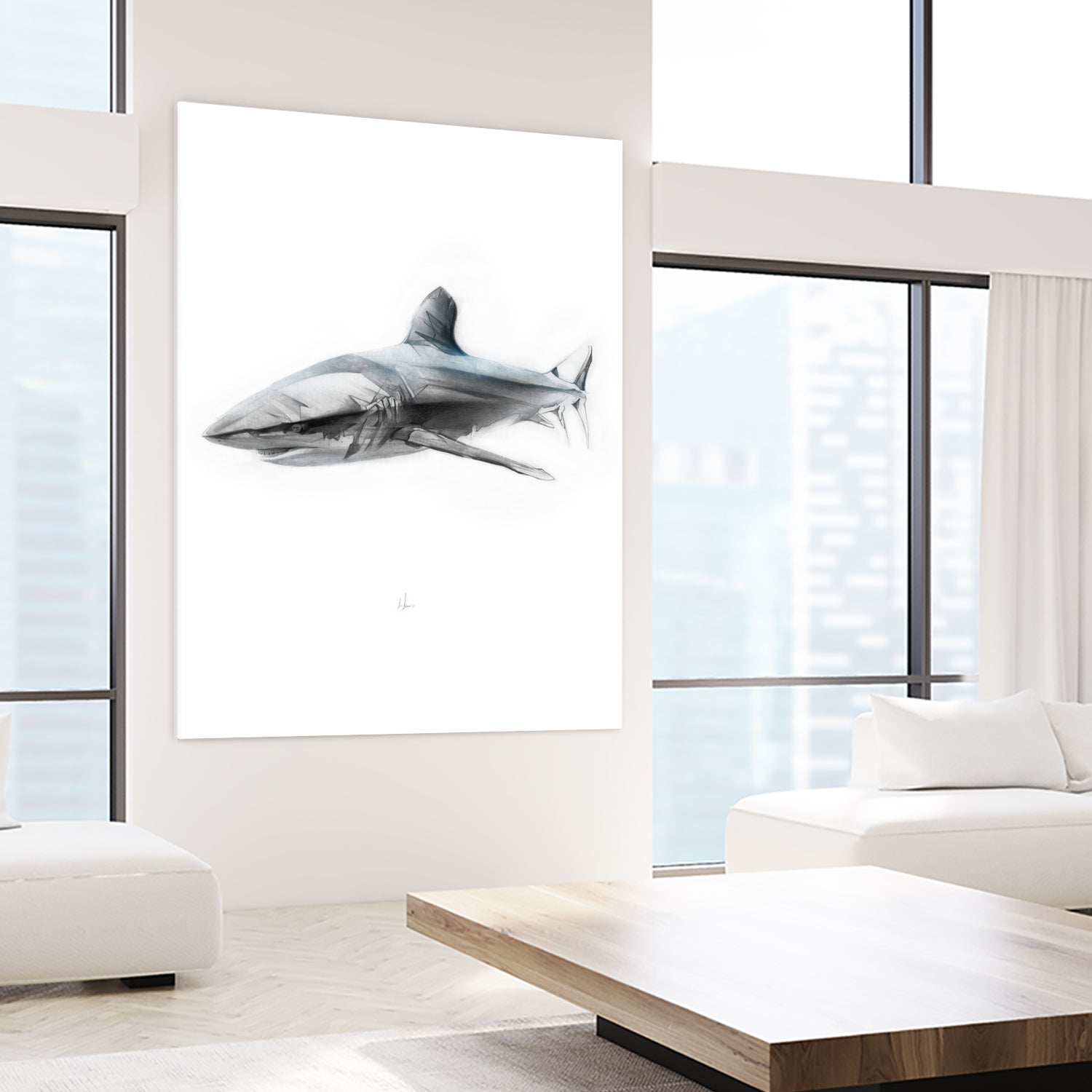 Shark I by Marcou Alexis on GIANT ART - gray digital drawing