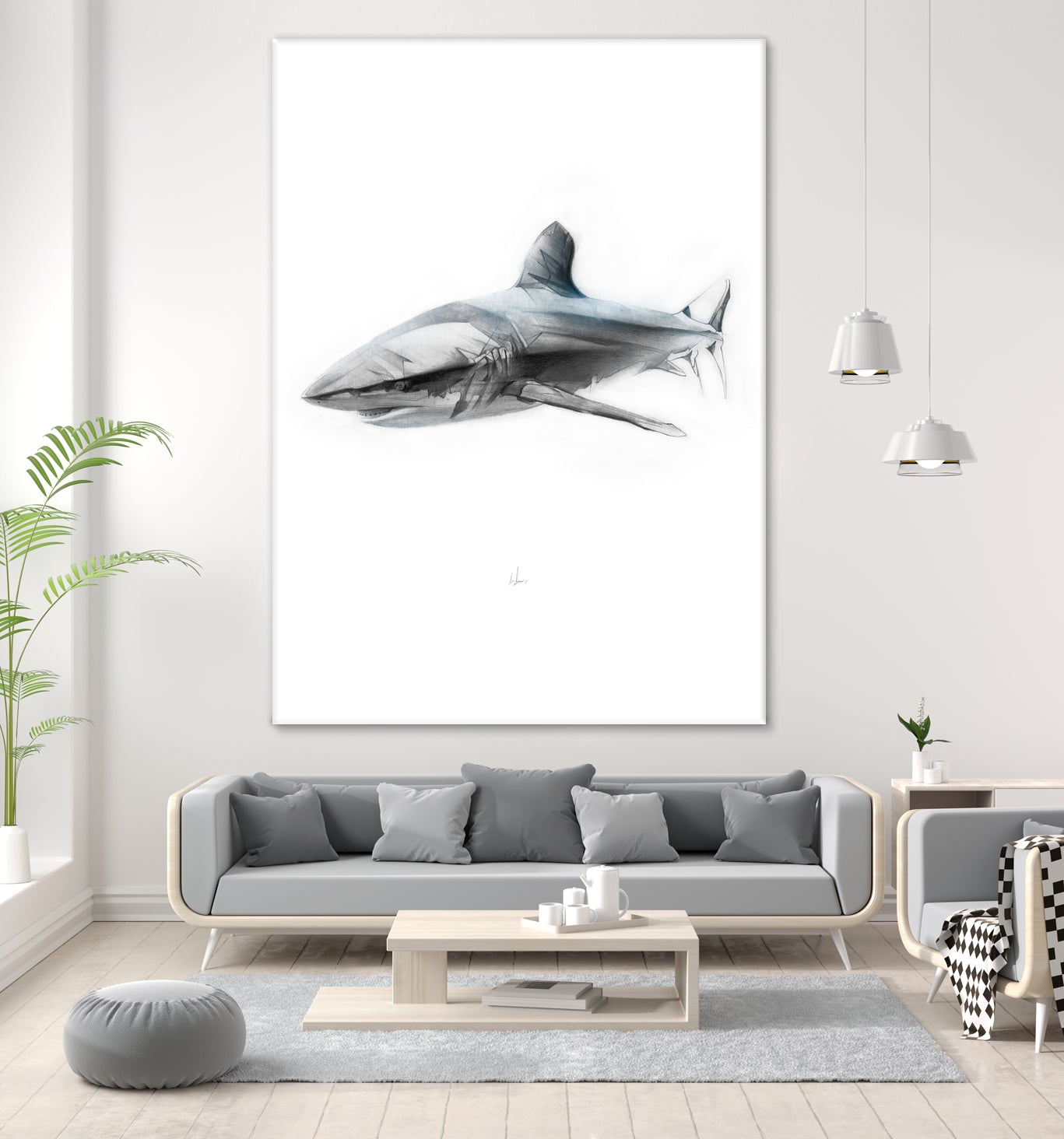 Shark I by Marcou Alexis on GIANT ART - gray digital drawing