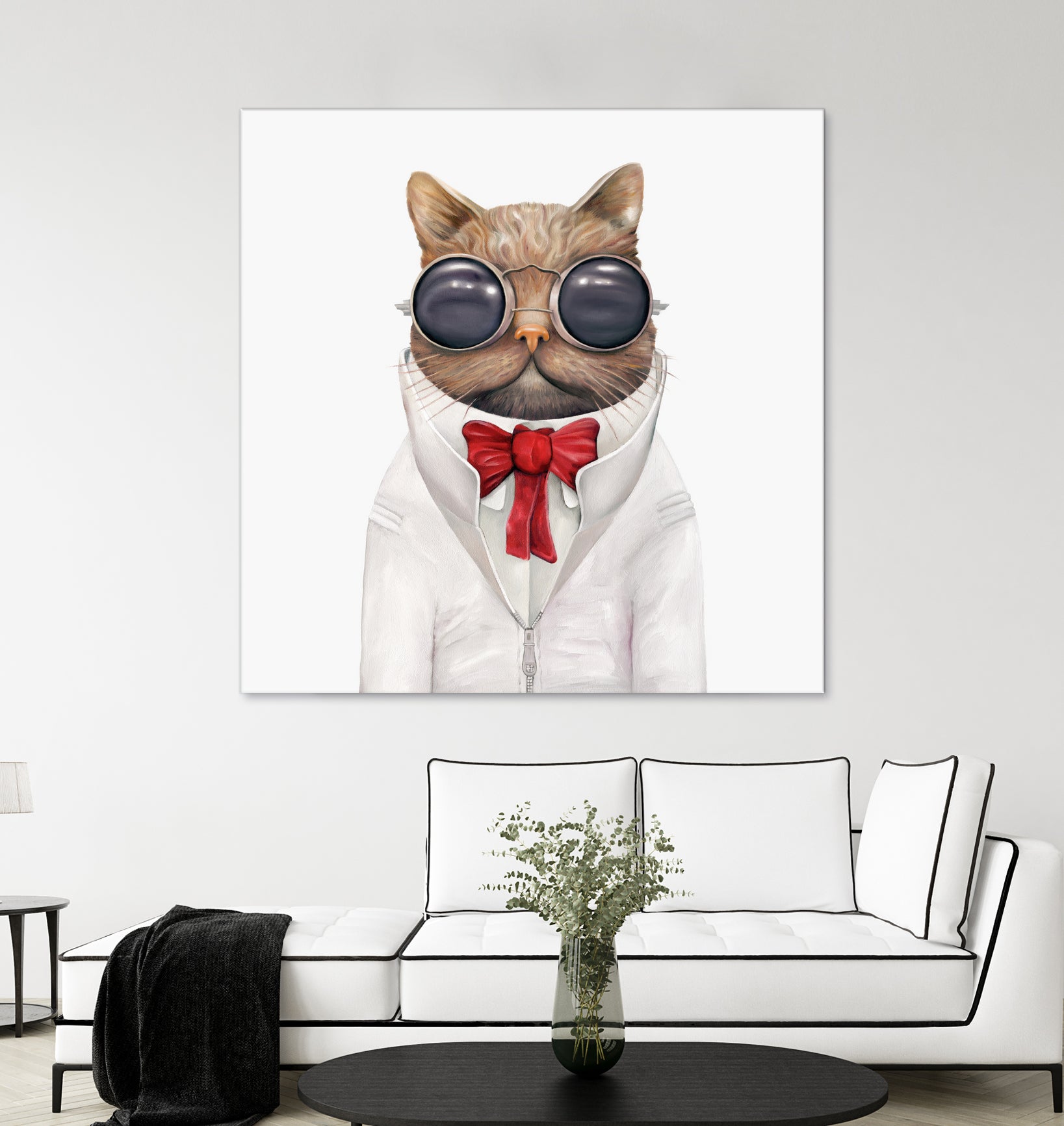 Astro Cat by Tim McConnachie on GIANT ART - red mixed media