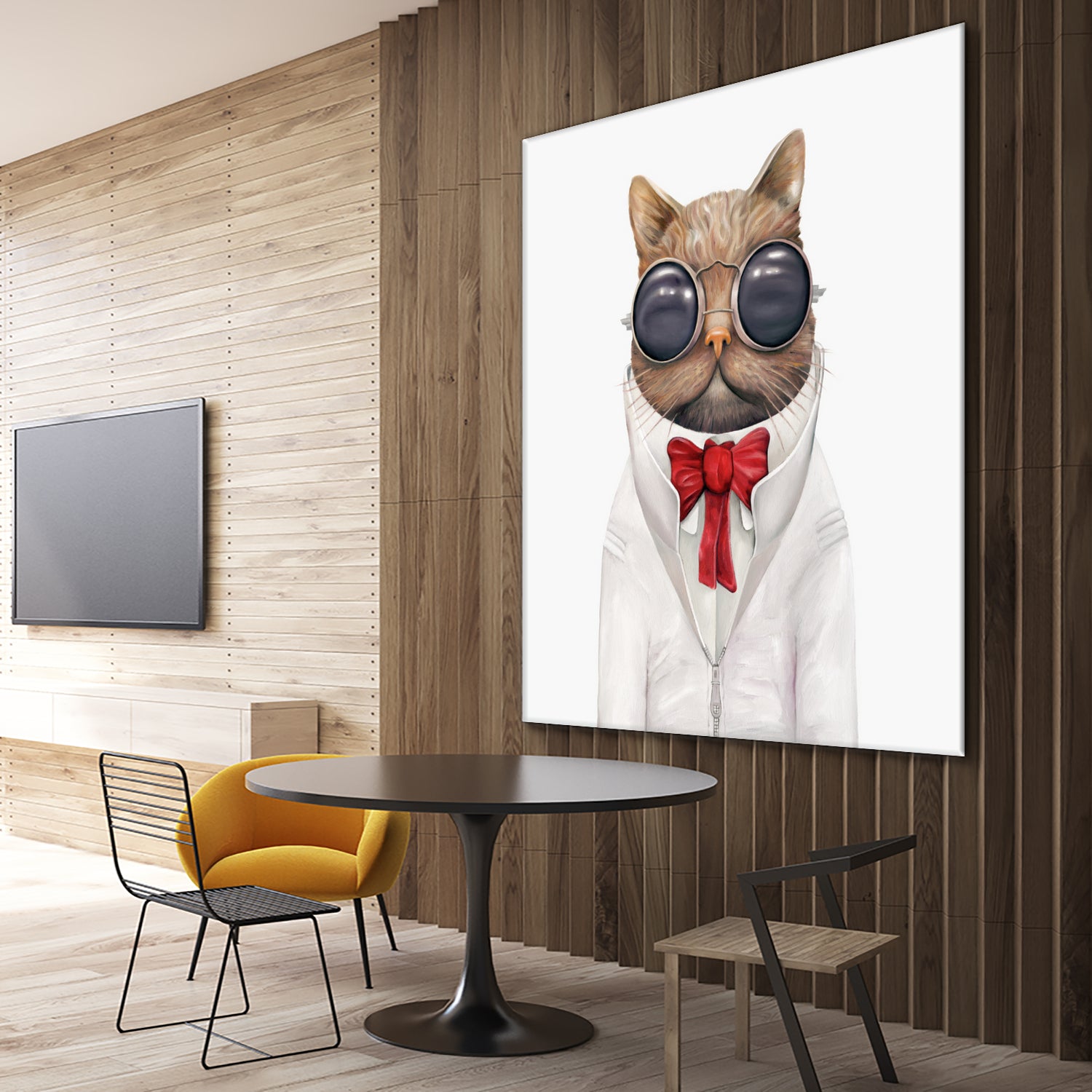 Astro Cat by Tim McConnachie on GIANT ART - red mixed media