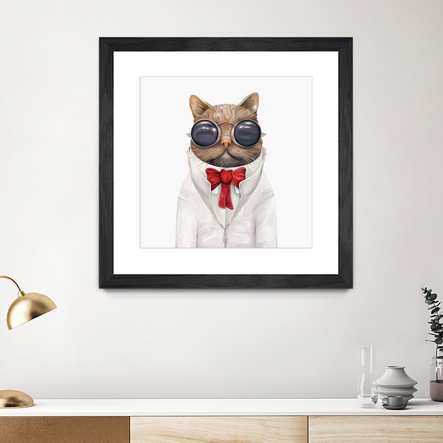 Astro Cat by Tim McConnachie on GIANT ART - red mixed media