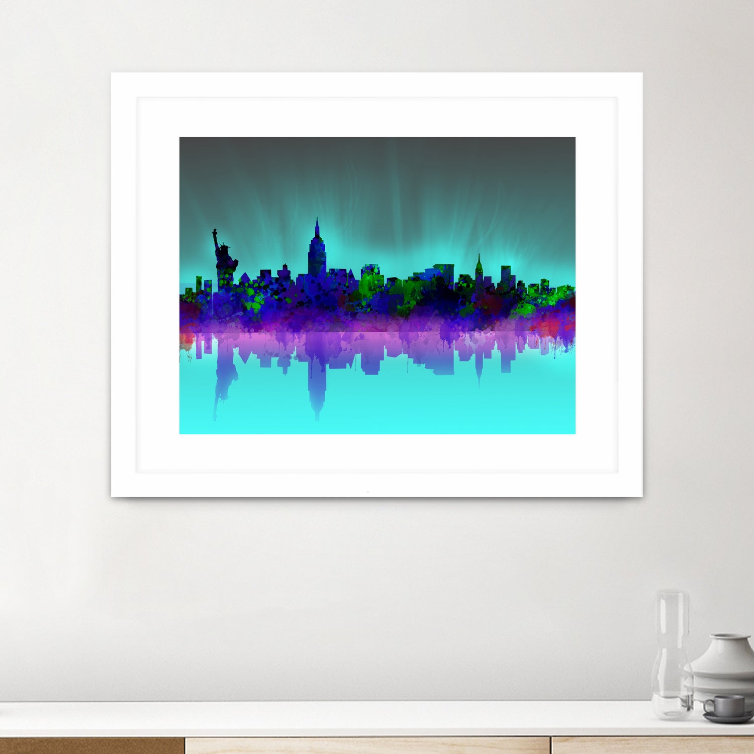 new york city skyline green by Bekim Mehovic on GIANT ART - green digital drawing