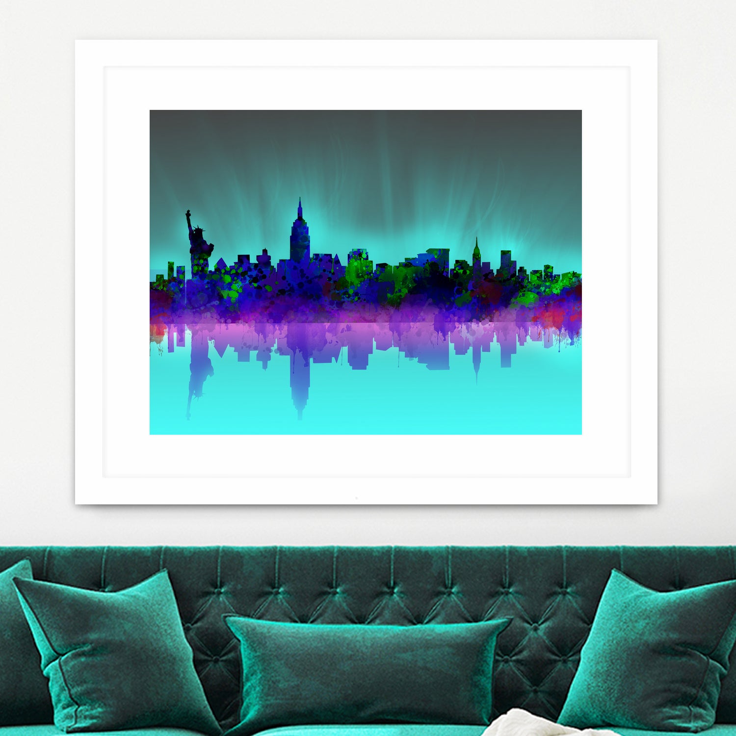 new york city skyline green by Bekim Mehovic on GIANT ART - green digital drawing