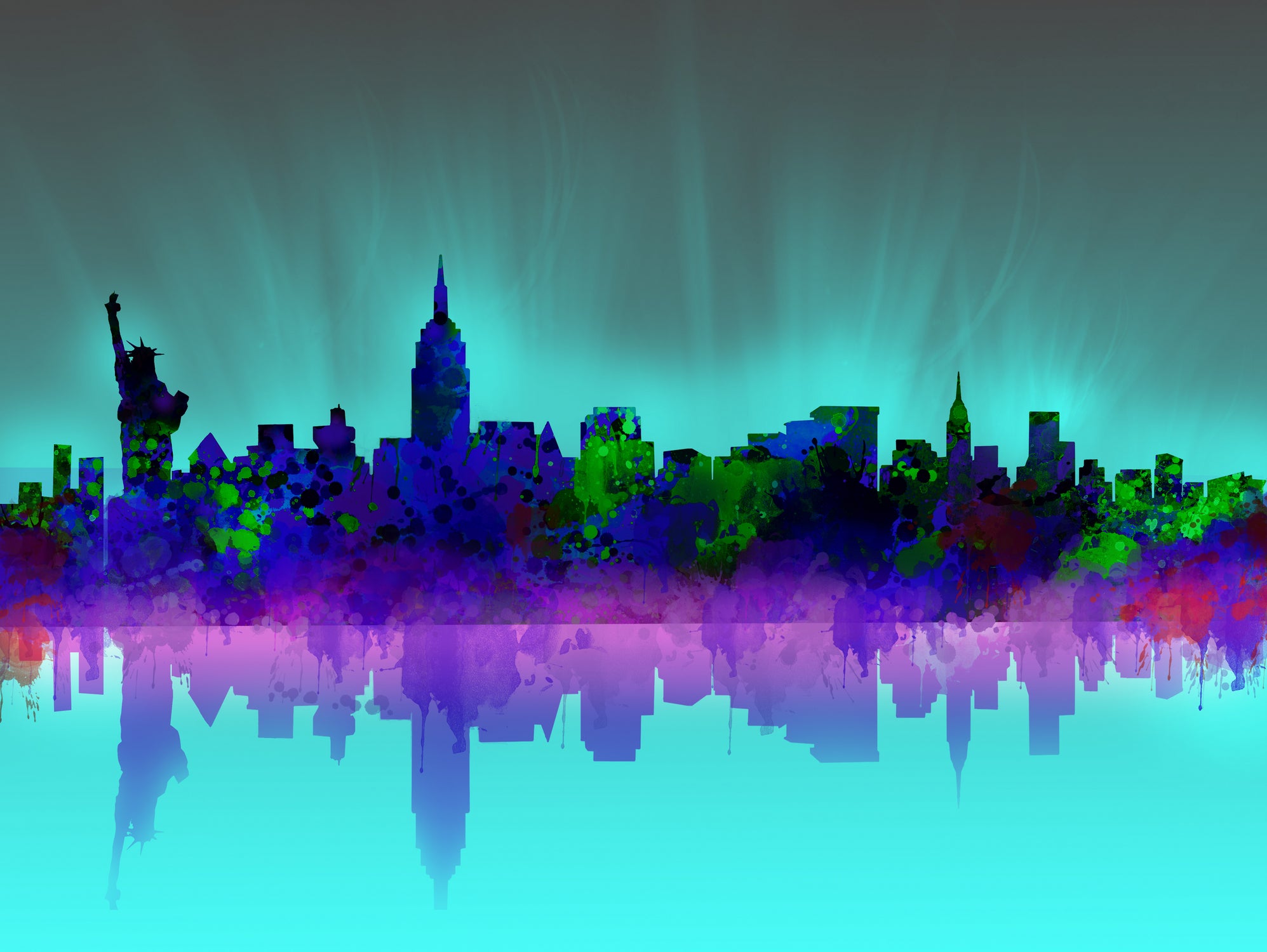 new york city skyline green by Bekim Mehovic on GIANT ART - green digital drawing