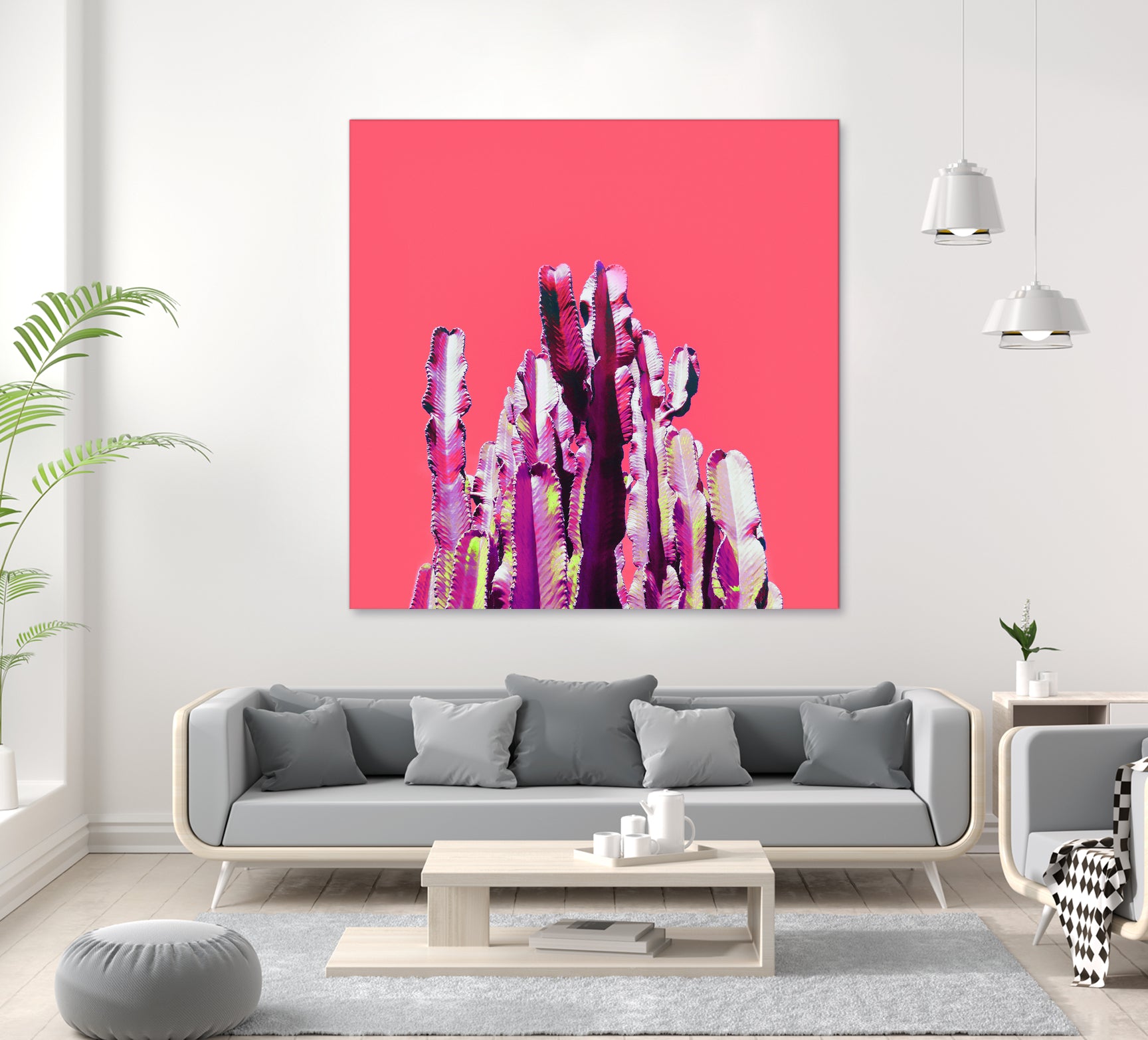 Majestic Cactus on Coral by Dominique Van Roey on GIANT ART - pink photo manipulation