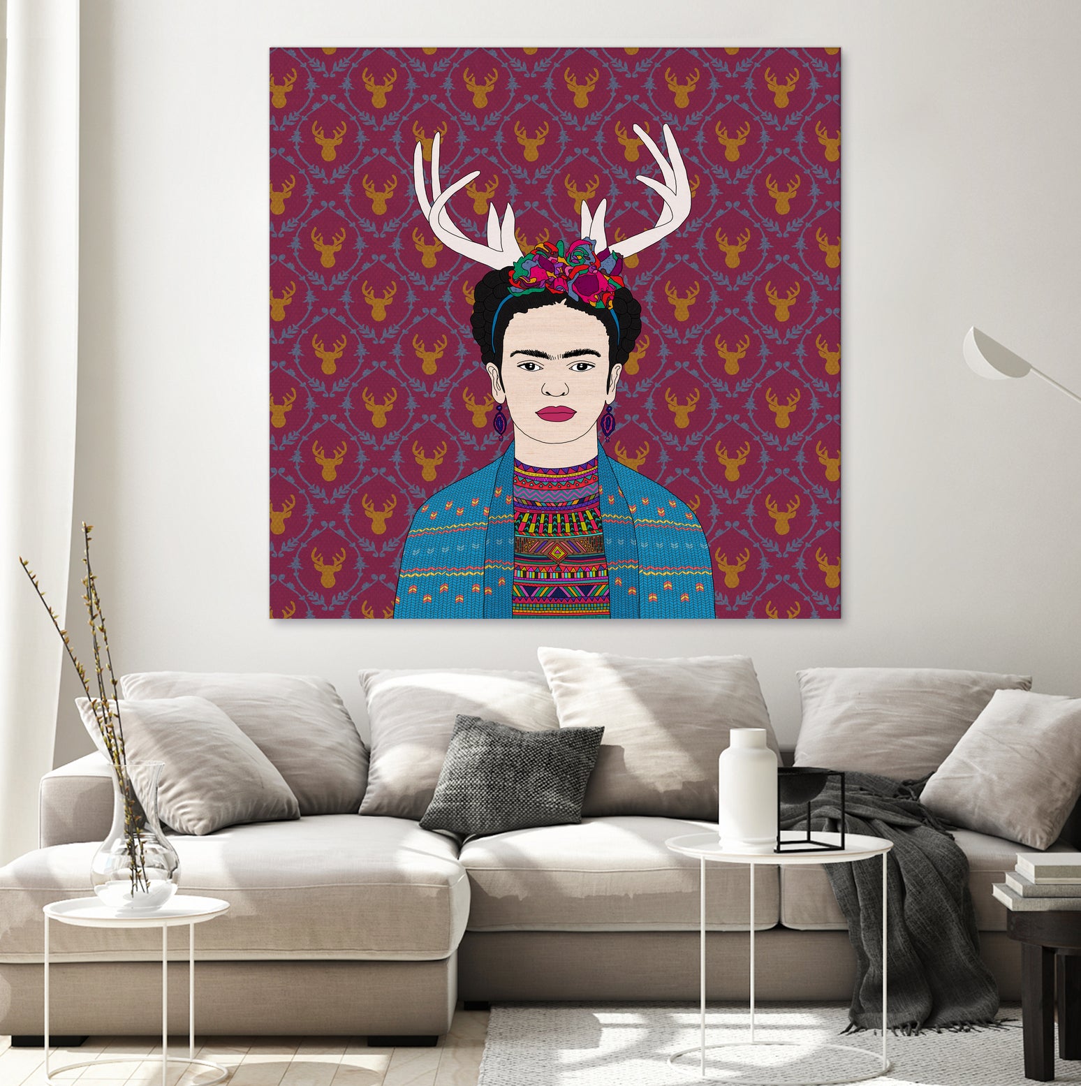 DEER FRIDA by Bianca Green on GIANT ART - blue character design