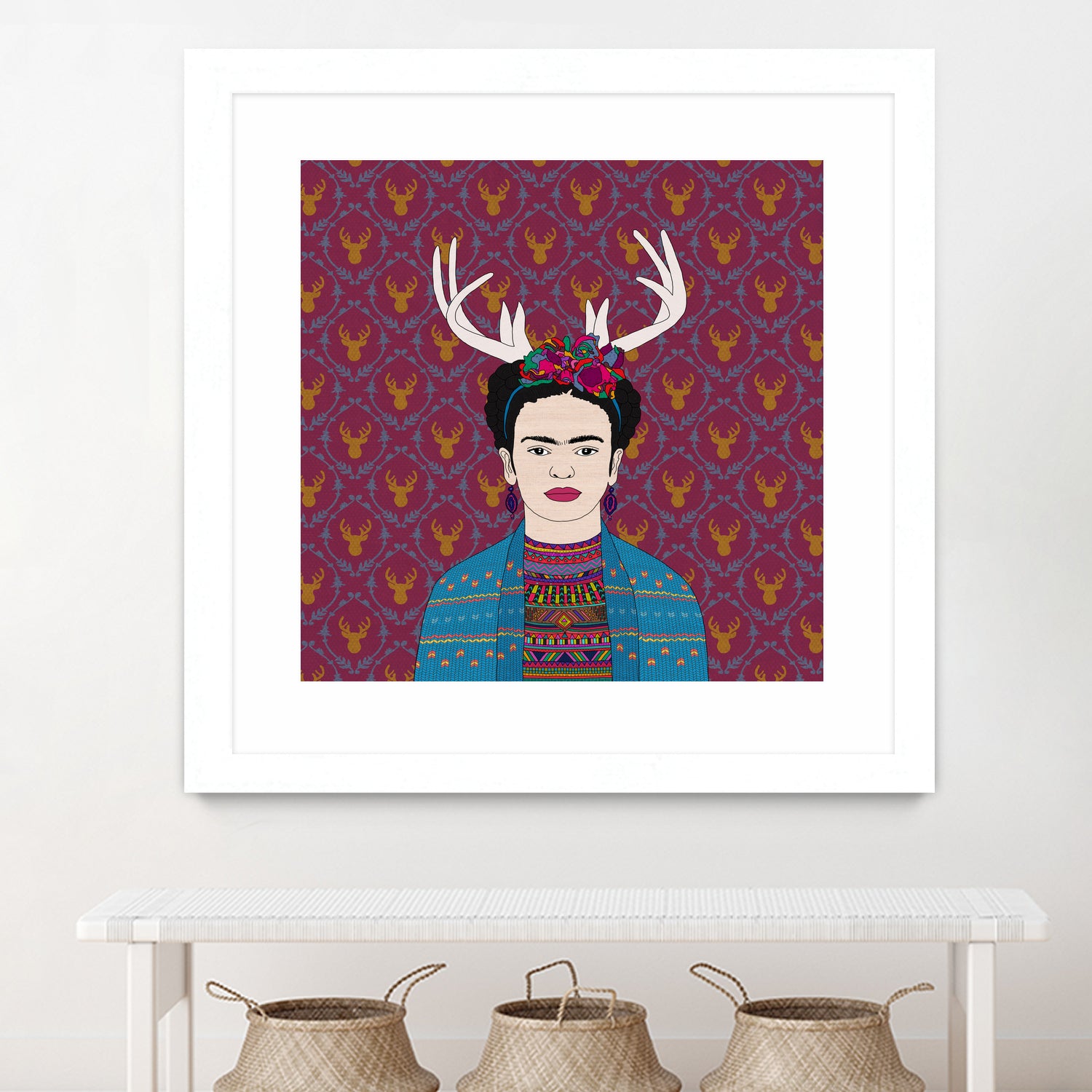 DEER FRIDA by Bianca Green on GIANT ART - blue character design