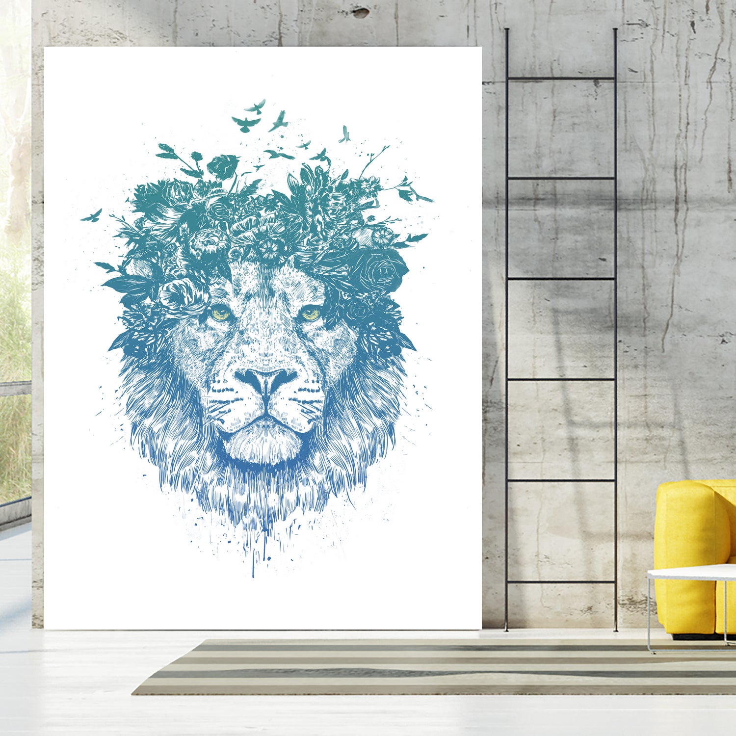 Floral lion by Solti Balázs on GIANT ART - white digital drawing