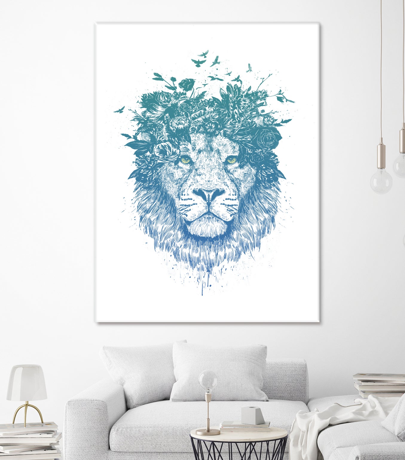 Floral lion by Solti Balázs on GIANT ART - white digital drawing