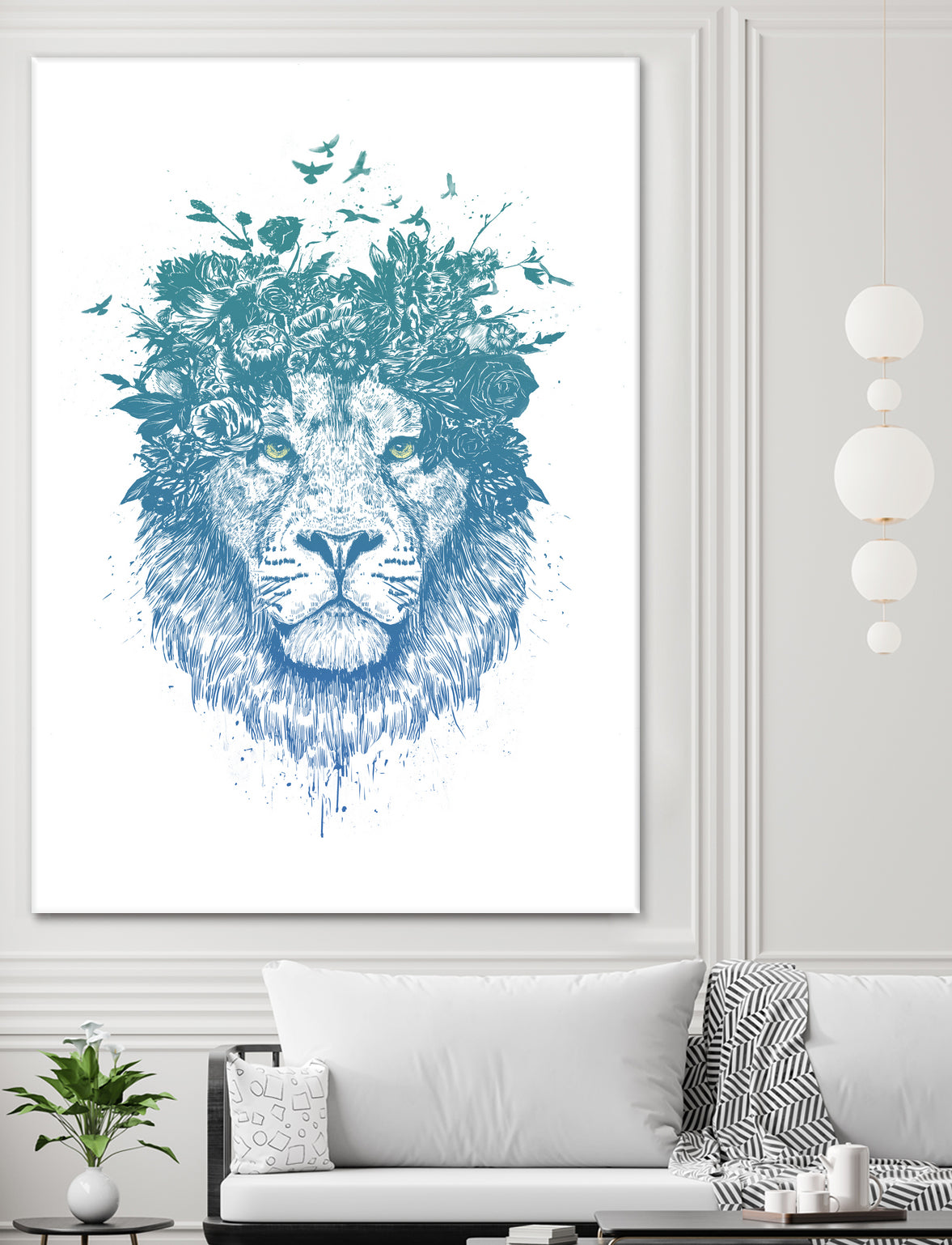 Floral lion by Solti Balázs on GIANT ART - white digital drawing