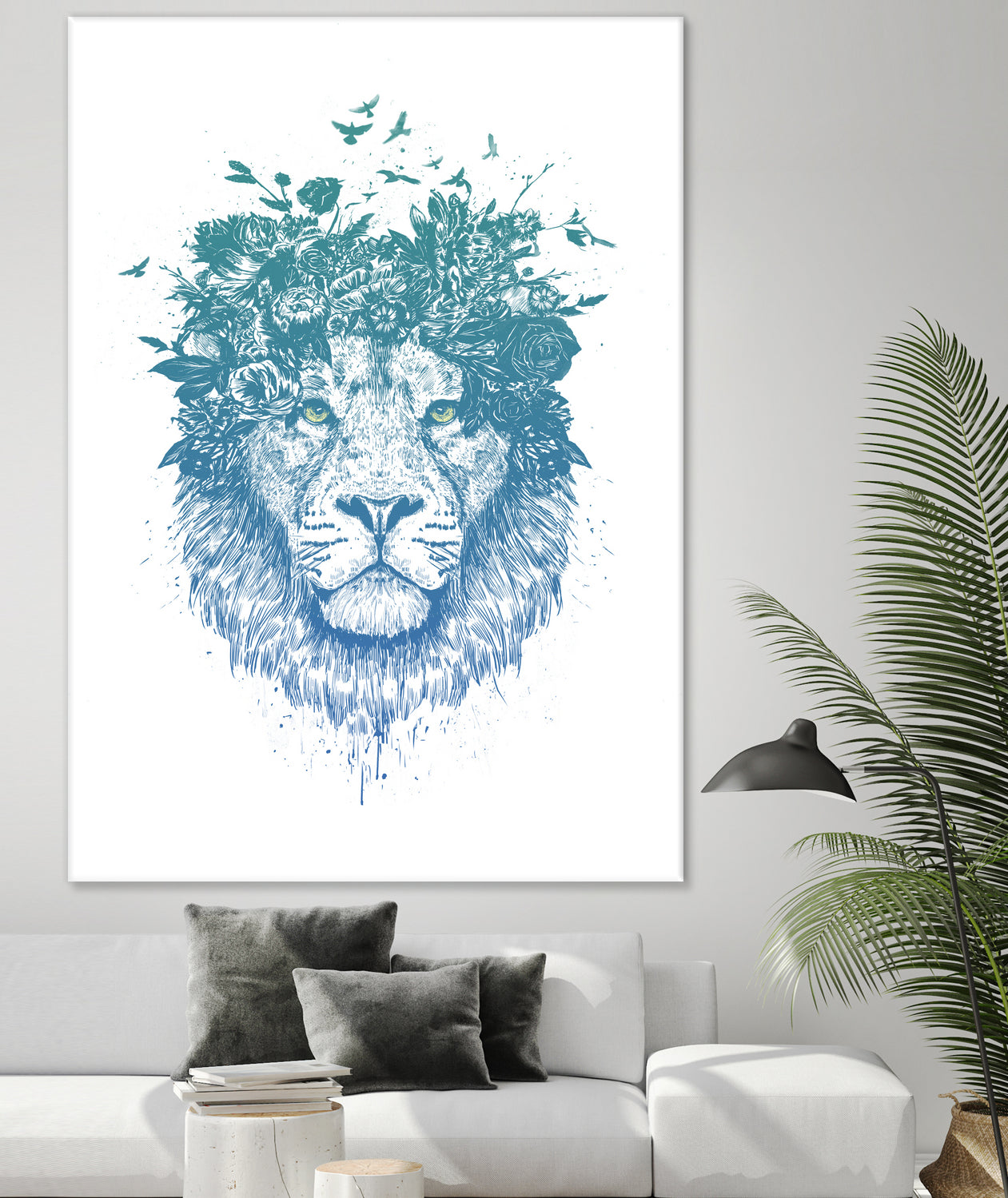 Floral lion by Solti Balázs on GIANT ART - white digital drawing