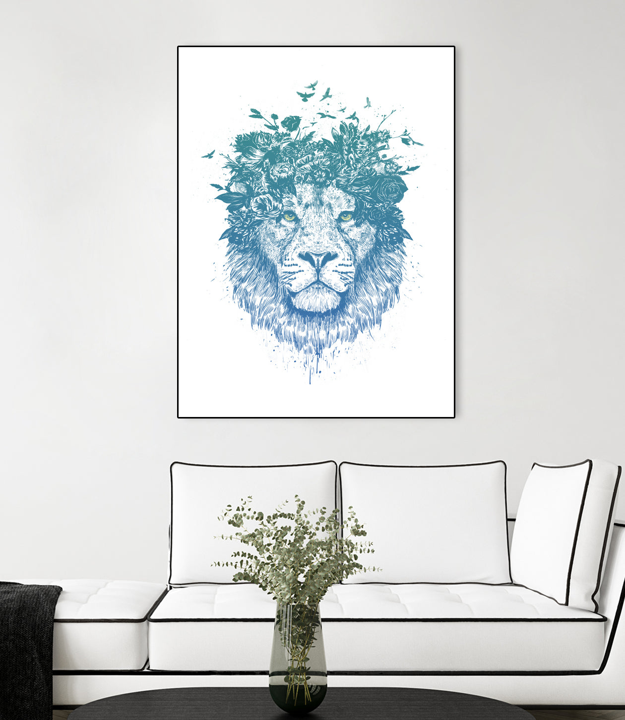 Floral lion by Solti Balázs on GIANT ART - white digital drawing