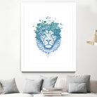 Floral lion by Solti Balázs on GIANT ART - white digital drawing