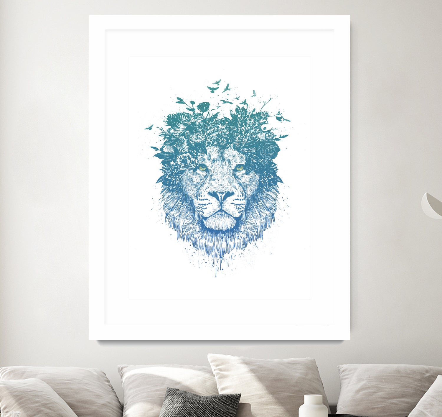 Floral lion by Solti Balázs on GIANT ART - white digital drawing