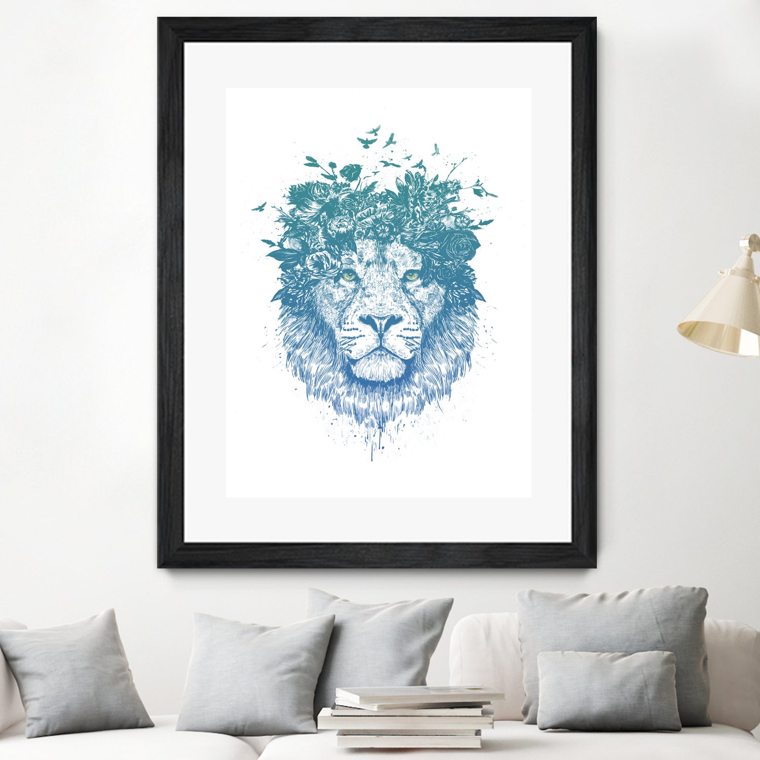 Floral lion by Solti Balázs on GIANT ART - white digital drawing