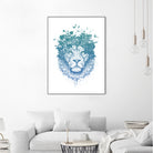 Floral lion by Solti Balázs on GIANT ART - white digital drawing