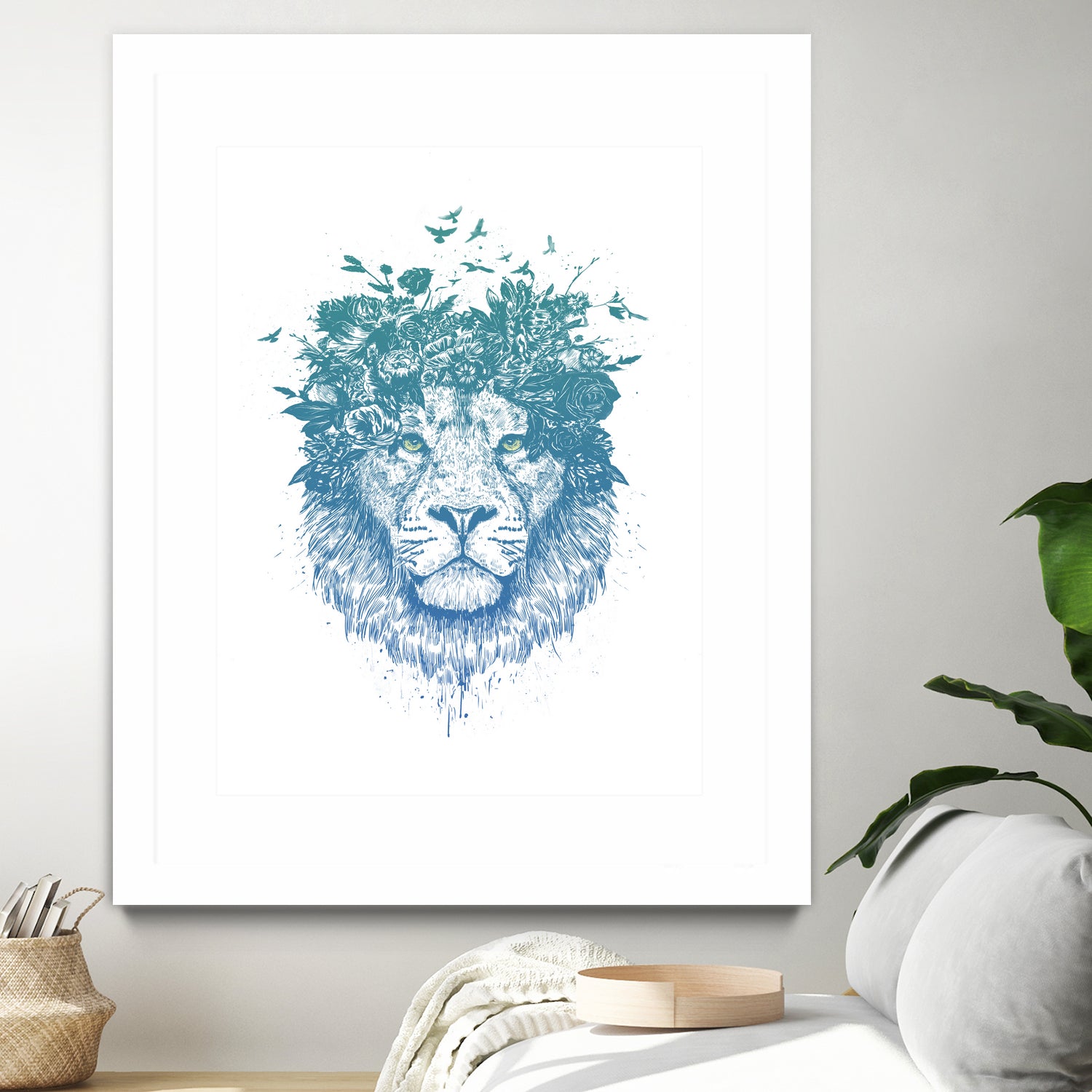 Floral lion by Solti Balázs on GIANT ART - white digital drawing