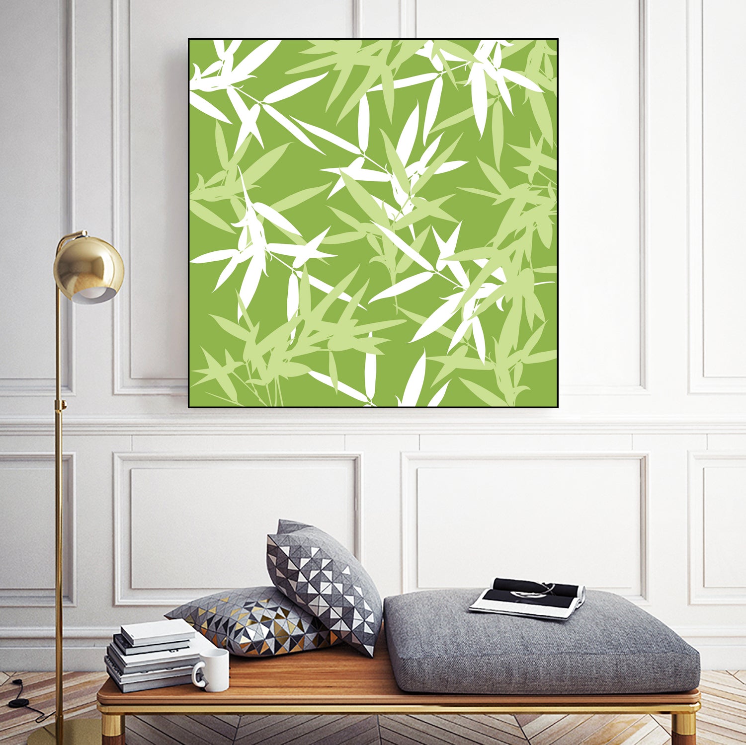 Original Green Bamboo Pattern by Brigitte Carre on GIANT ART - green digital painting