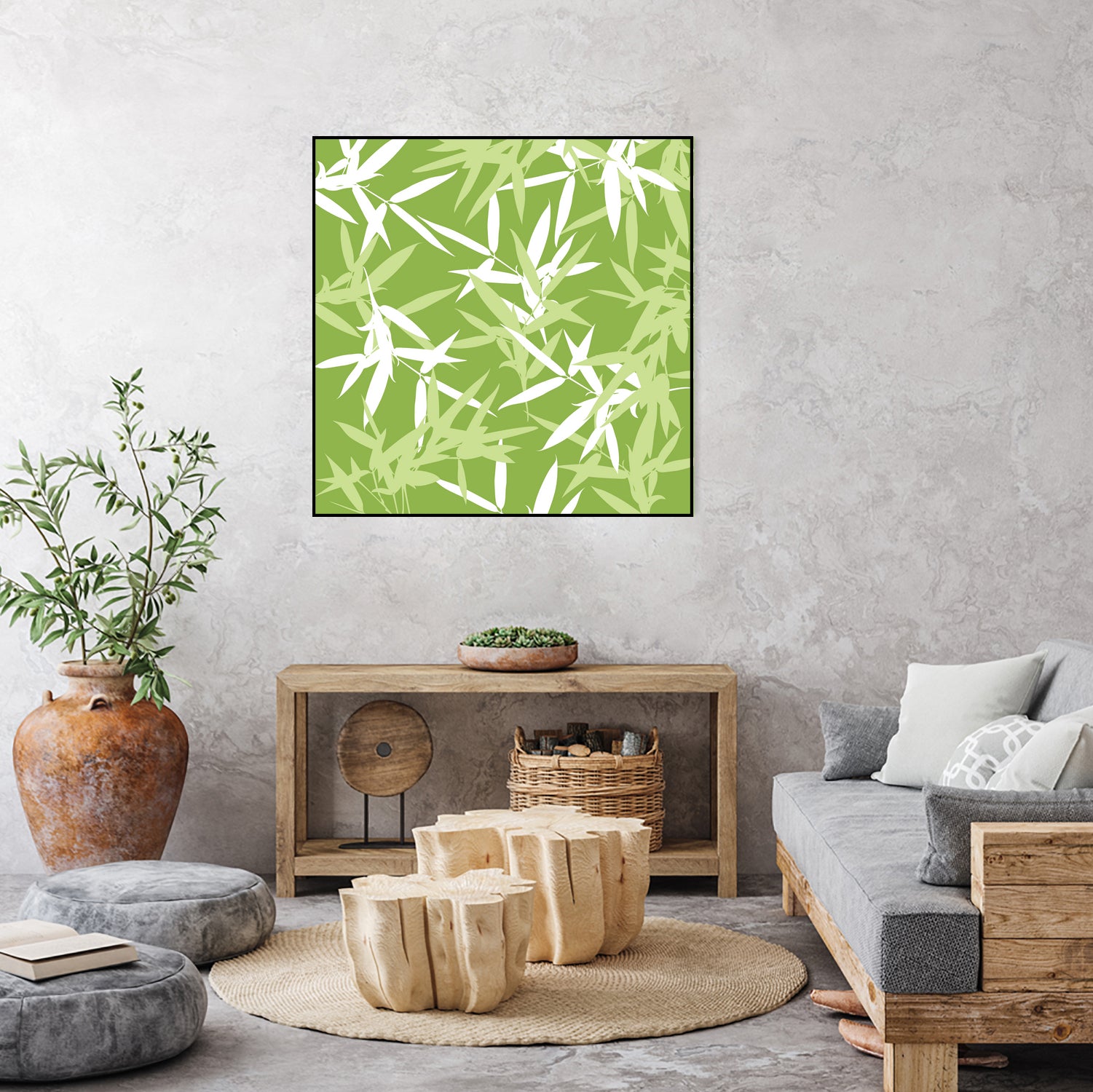 Original Green Bamboo Pattern by Brigitte Carre on GIANT ART - green digital painting