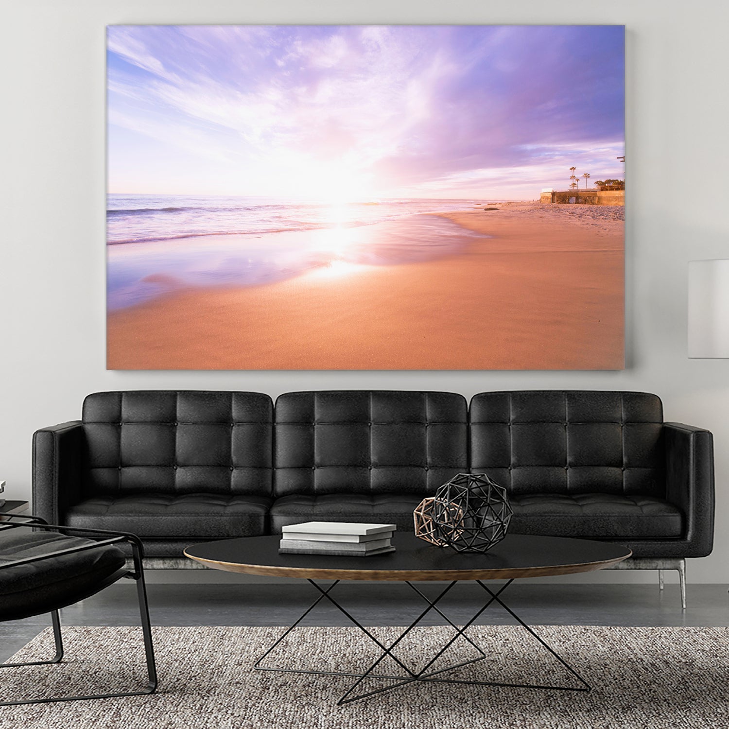 Sunset Beach Scene, Summertime, Pastel Sky by Petra Lang on GIANT ART - pink photo illustration