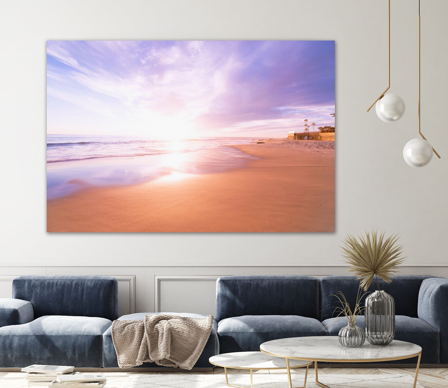 Sunset Beach Scene, Summertime, Pastel Sky by Petra Lang on GIANT ART - pink photo illustration