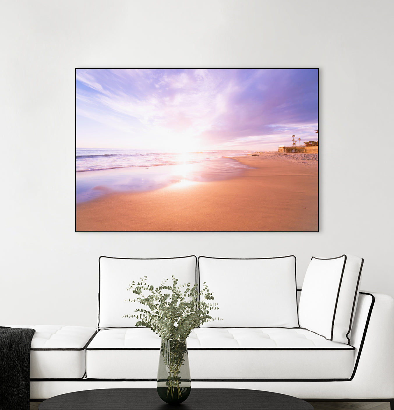 Sunset Beach Scene, Summertime, Pastel Sky by Petra Lang on GIANT ART - pink photo illustration