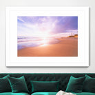 Sunset Beach Scene, Summertime, Pastel Sky by Petra Lang on GIANT ART - pink photo illustration