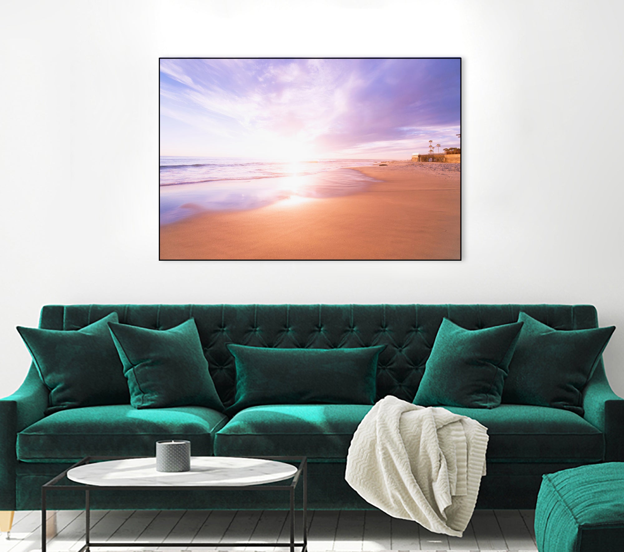 Sunset Beach Scene, Summertime, Pastel Sky by Petra Lang on GIANT ART - pink photo illustration