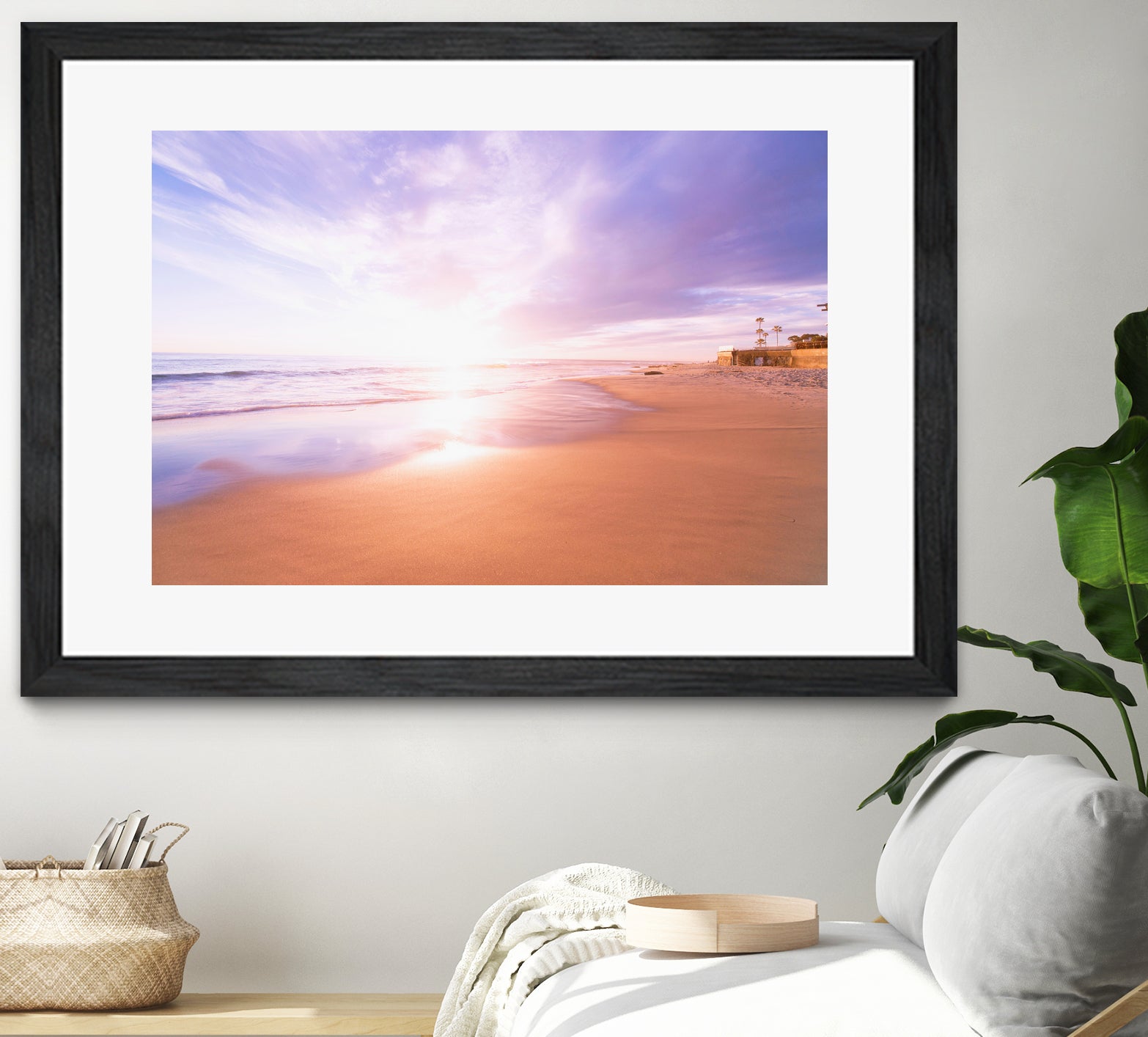 Sunset Beach Scene, Summertime, Pastel Sky by Petra Lang on GIANT ART - pink photo illustration