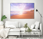 Sunset Beach Scene, Summertime, Pastel Sky by Petra Lang on GIANT ART - pink photo illustration