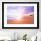 Sunset Beach Scene, Summertime, Pastel Sky by Petra Lang on GIANT ART - pink photo illustration