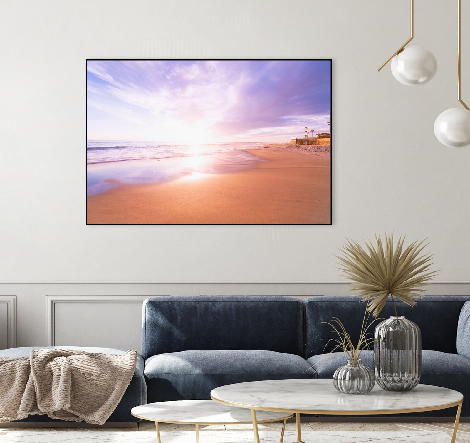 Sunset Beach Scene, Summertime, Pastel Sky by Petra Lang on GIANT ART - pink photo illustration